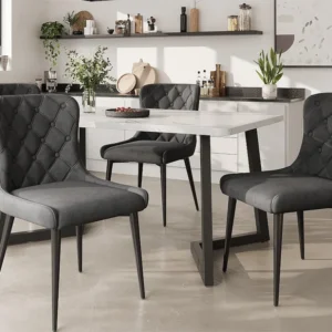 Set van 4 Velvet stoelen met zwarte ijzeren poten - Grijs ModernLuxe