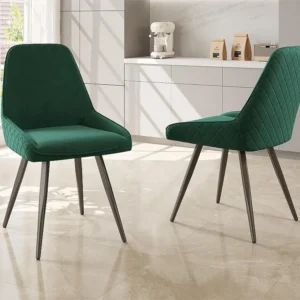 Set van 2 zachte fluwelen stoelen - met metalen poten - groen ModernLuxe
