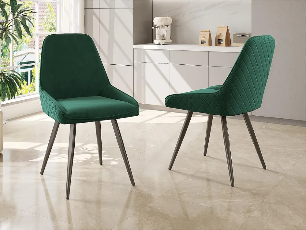 Set van 2 zachte fluwelen stoelen - met metalen poten - groen ModernLuxe
