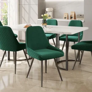 Set van 6 zachte fluwelen stoelen - met metalen poten - groen ModernLuxe