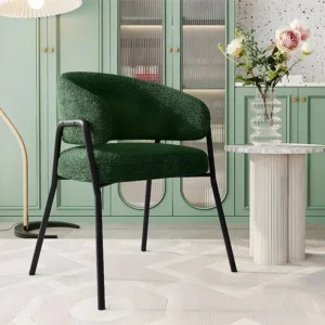 Stoel - sherpa stof - zwarte poten - Groen ModernLuxe