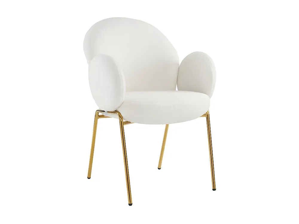 Vrijetijdsstoel van teddystof met gouden poten - Wit ModernLuxe