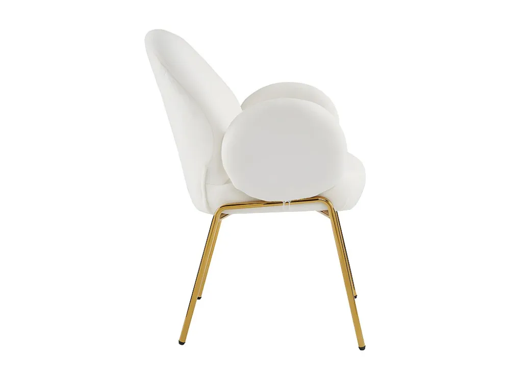 Vrijetijdsstoel van teddystof met gouden poten - Wit ModernLuxe