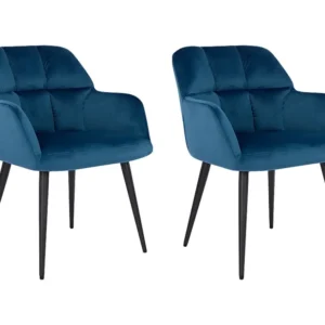 Set 2 stoelen PEGA - Armleuningen - Fluweel metaal - Blauw PASCAL MORABITO