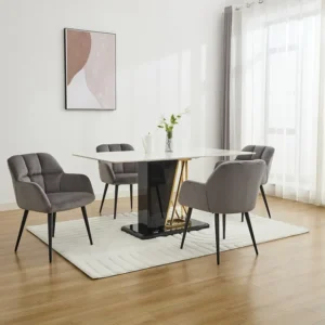 Set 2 stoelen PEGA - Armleuningen - Fluweel metaal - Grijs PASCAL MORABITO