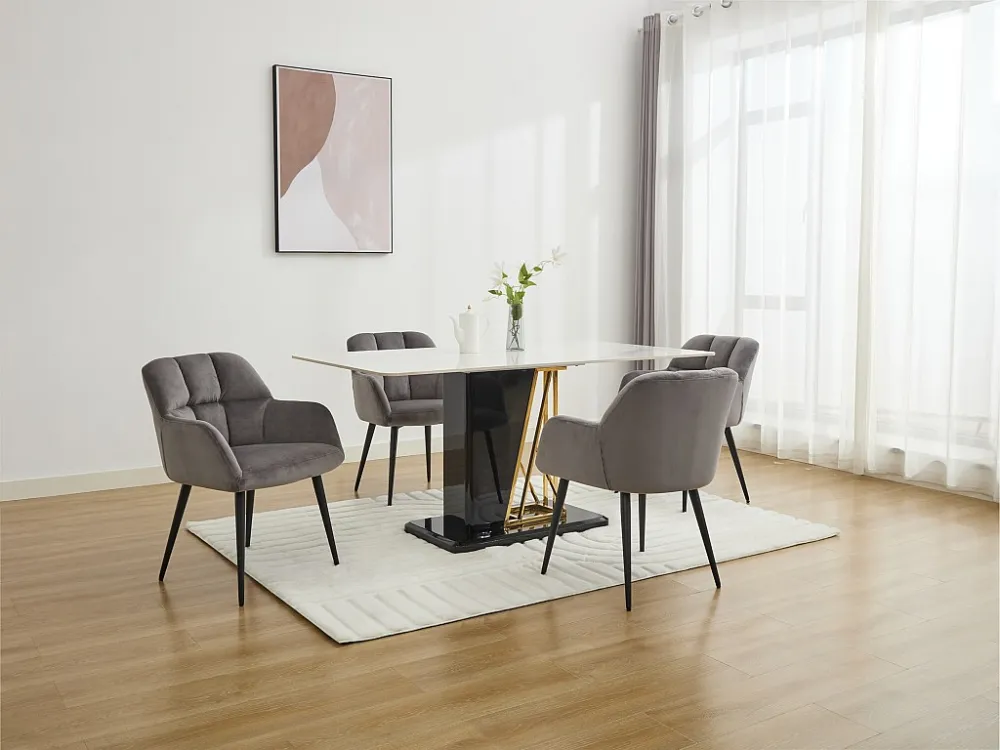 Set 2 stoelen PEGA - Armleuningen - Fluweel metaal - Grijs PASCAL MORABITO