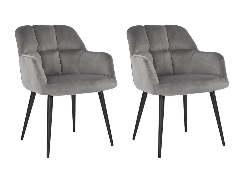 Set 2 stoelen PEGA - Armleuningen - Fluweel metaal - Grijs PASCAL MORABITO