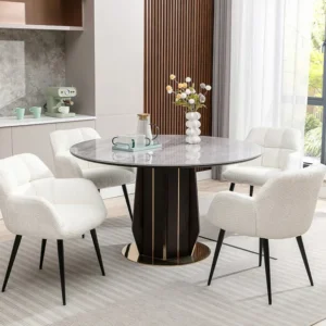 Set van 2 stoelen met armleuningen – Boucléstof en metaal – Wit – PEGA PASCAL MORABITO