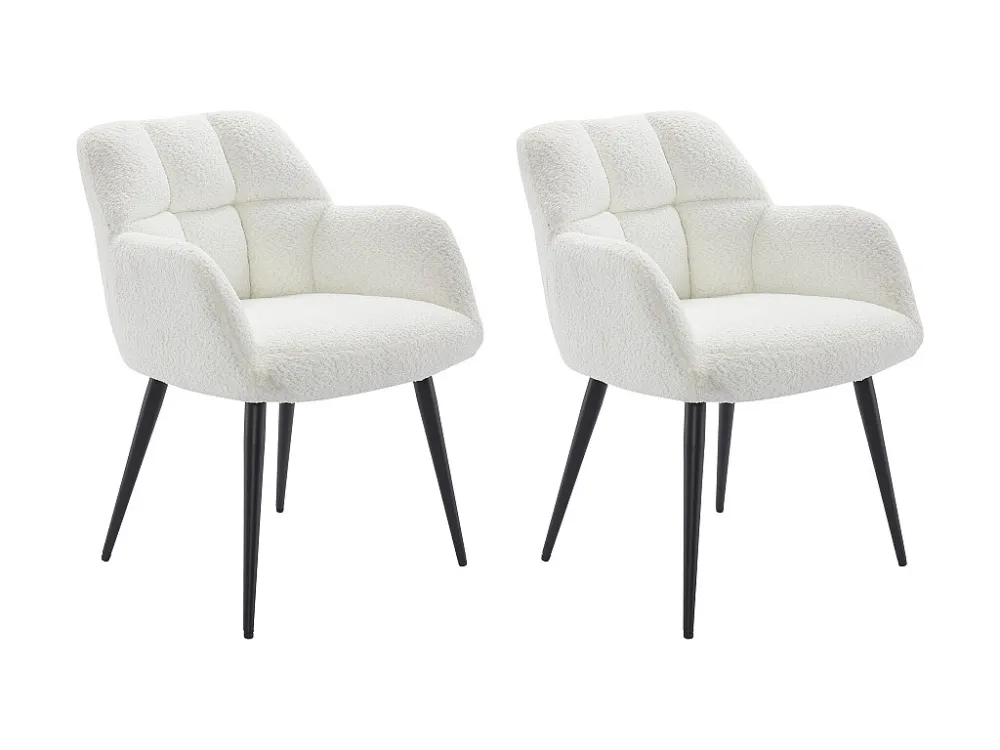 Set van 2 stoelen met armleuningen – Boucléstof en metaal – Wit – PEGA PASCAL MORABITO