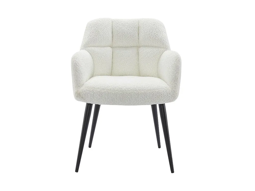 Set van 6 stoelen met armleuningen – Boucléstof en metaal – Wit – PEGA PASCAL MORABITO