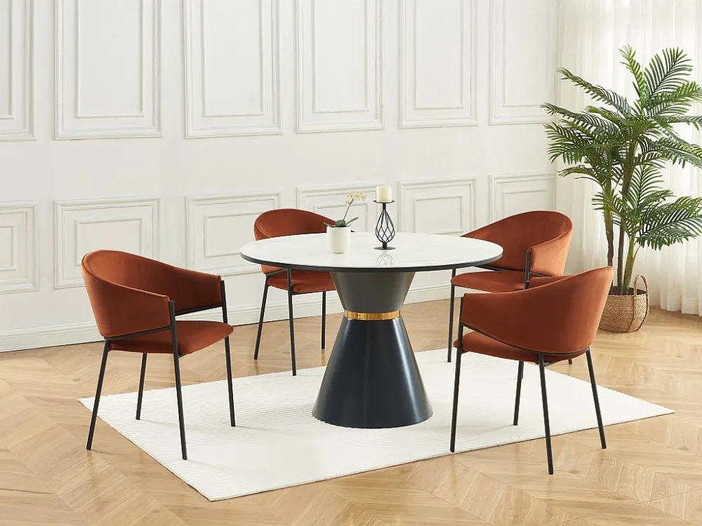 Set van 6 stoelen met armleuningen fluweel en zwart metaal - Terracotta - ORDIDA PASCAL MORABITO