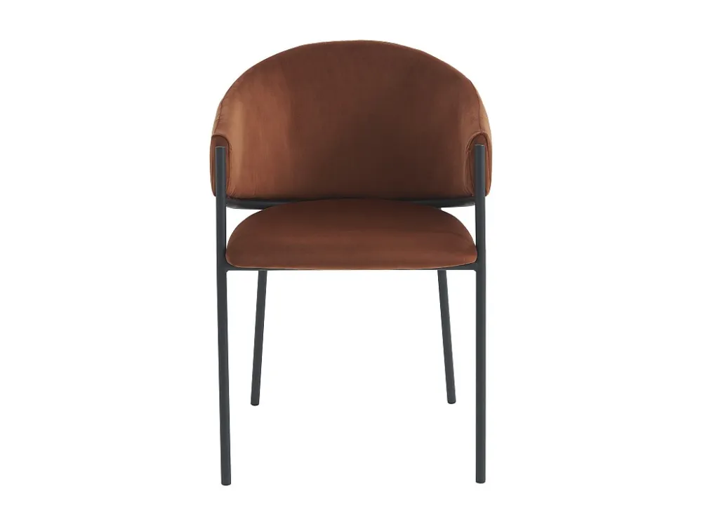 Set van 6 stoelen met armleuningen fluweel en zwart metaal - Terracotta - ORDIDA PASCAL MORABITO