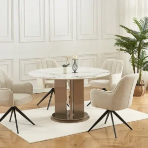 Set van 2 draaistoelen met armleuningen van stof en zwart metaal - Crèmewit - LEJINA PASCAL MORABITO