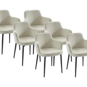 Set van 6 gondelstoelen van ribfluweel en metaal - Crèmewit - CELOLA PASCAL MORABITO
