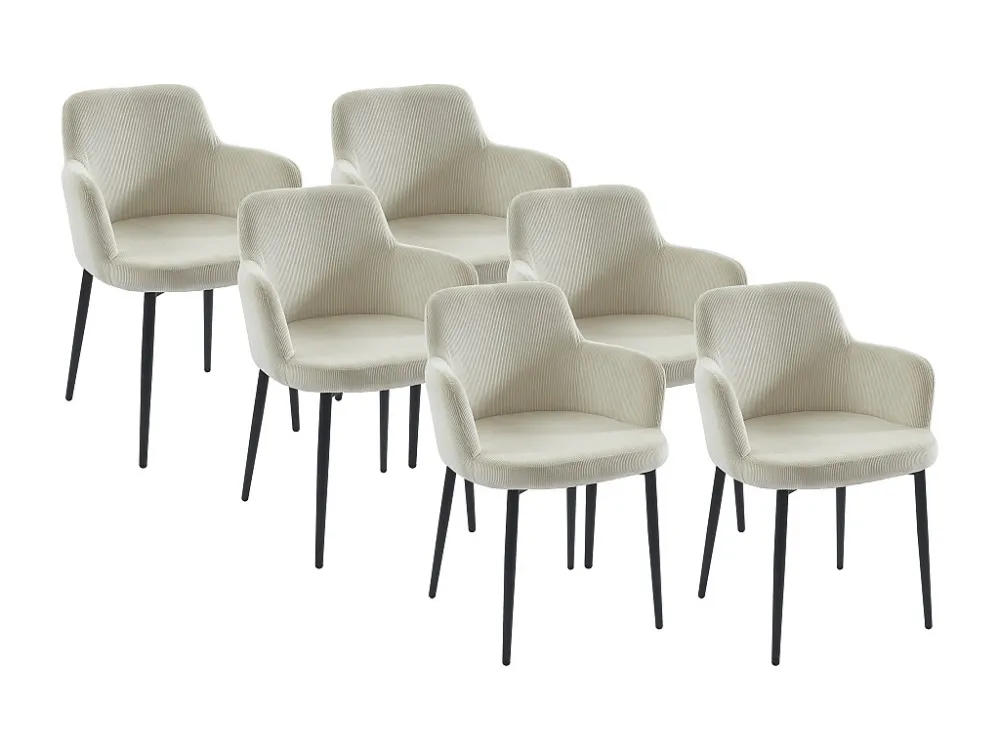 Set van 6 gondelstoelen van ribfluweel en metaal - Crèmewit - CELOLA PASCAL MORABITO