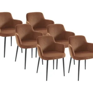 Set van 6 gondelstoelen van ribfluweel en metaal - Terracotta - CELOLA PASCAL MORABITO