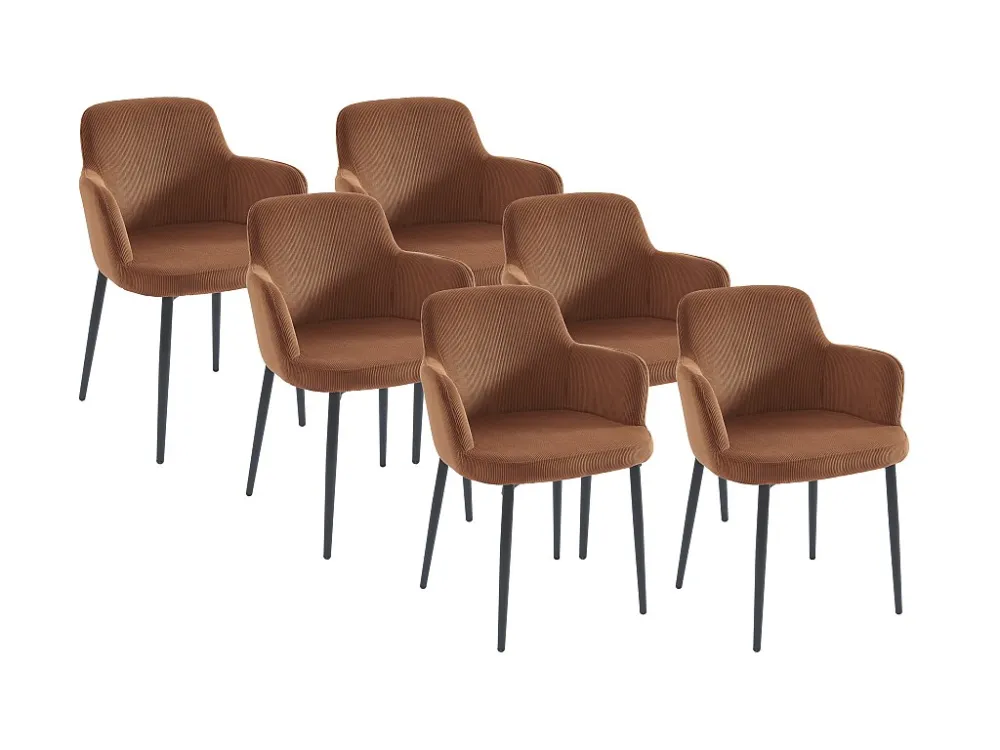 Set van 6 gondelstoelen van ribfluweel en metaal - Terracotta - CELOLA PASCAL MORABITO