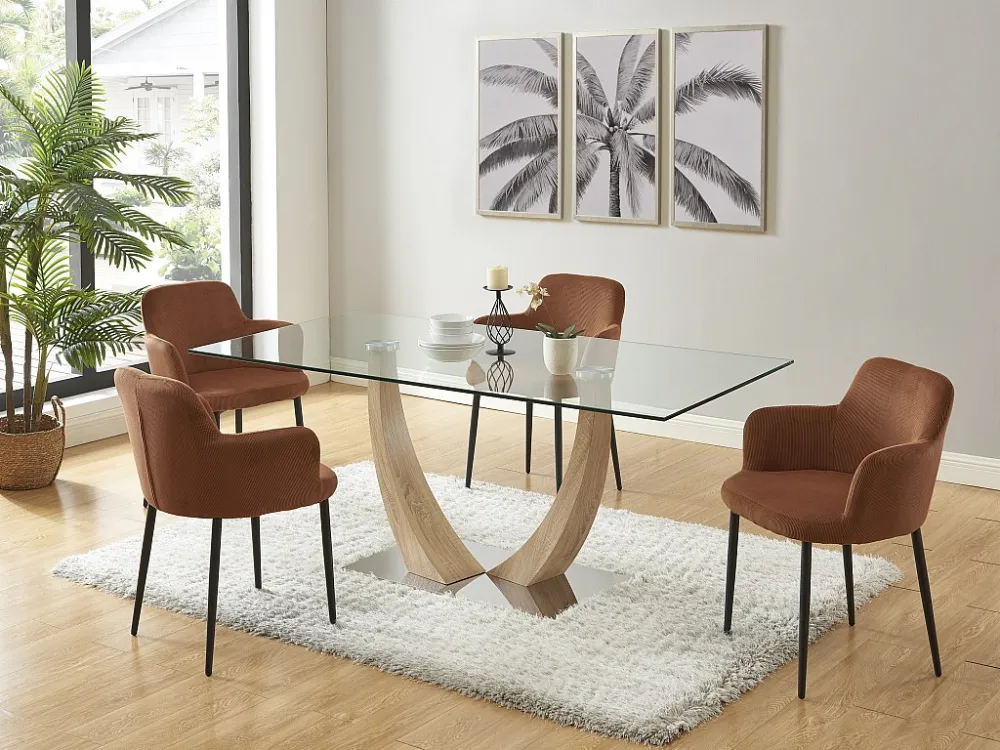 Set van 6 gondelstoelen van ribfluweel en metaal - Terracotta - CELOLA PASCAL MORABITO