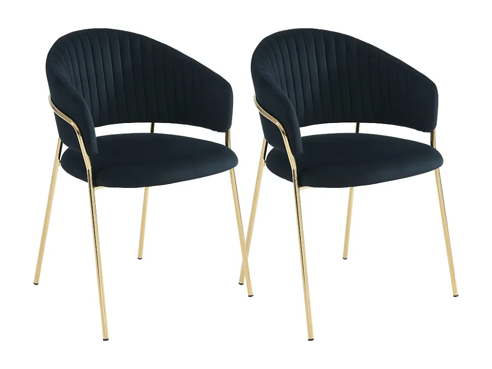 Set van 2 stoelen fluweel en goudkleurig metaal - Zwart - MADOLIA van Pascal MORABITO