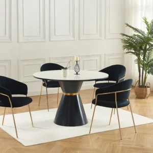 Set van 6 stoelen fluweel en goudkleurig metaal - Zwart - MADOLIA van Pascal MORABITO