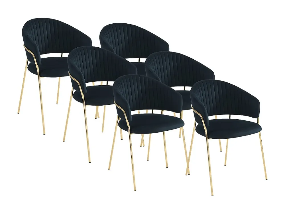 Set van 6 stoelen fluweel en goudkleurig metaal - Zwart - MADOLIA van Pascal MORABITO