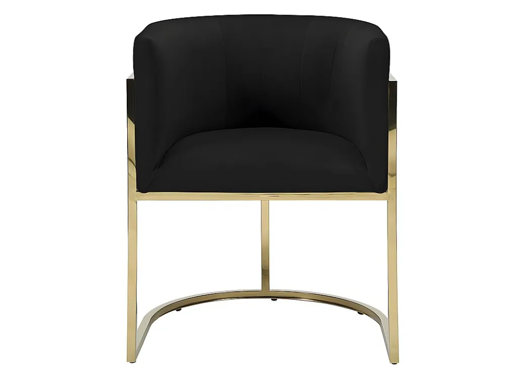 Set van 6 stoelen met armeuningen - Velours en roestvrij staal - Zwart en goudkleurig - PERIA PASCAL MORABITO