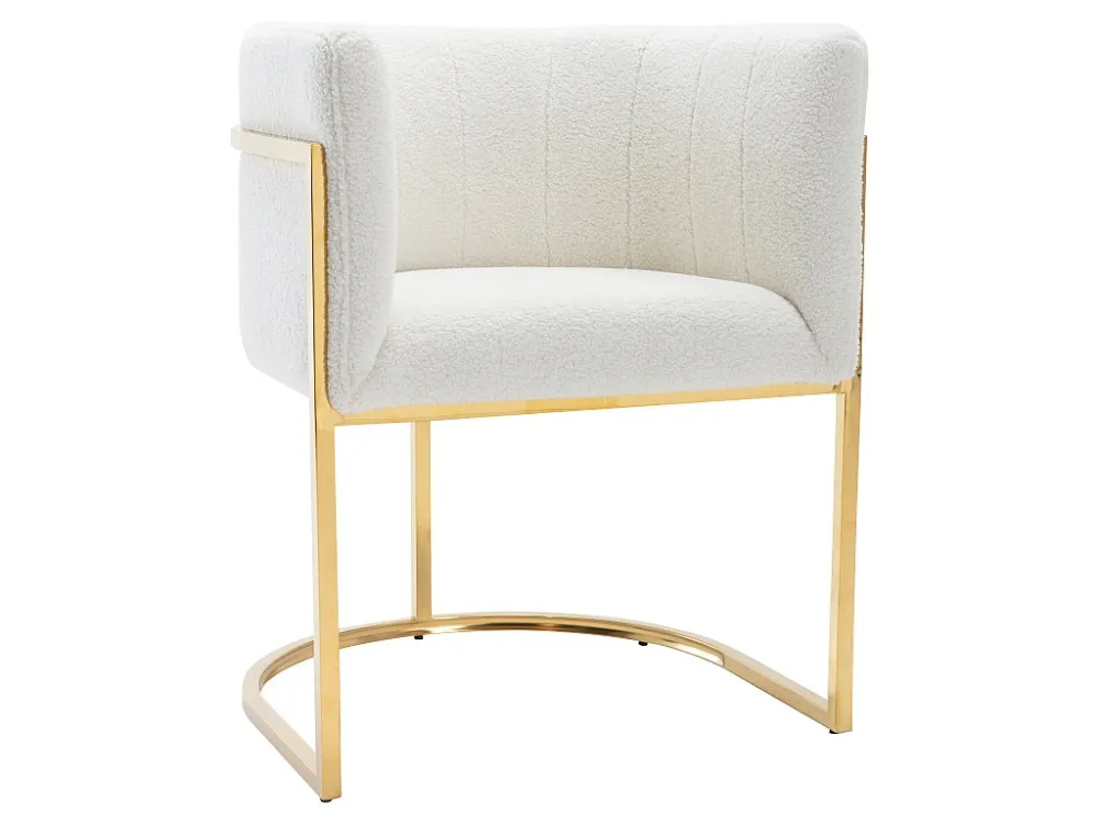 Set van 2 stoelen met armleuningen - Boucléstof en metaal - Wit en goudkleurig - PERIA PASCAL MORABITO
