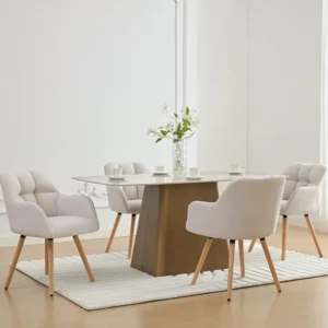 Set van 6 stoelen met armleuningen - Stof van beukenhout - Beige - PEGA PASCAL MORABITO