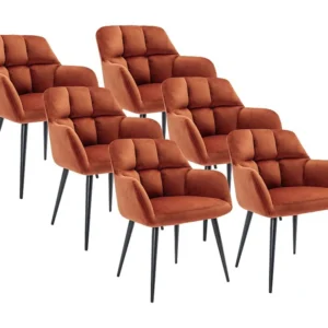 Set van 6 stoelen met armleuningen van velours en metaal - Terracotta - PEGA PASCAL MORABITO