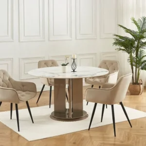 Set van 2 stoelen met armleuningen van velours en zwart metaal - Beige - MOBELIA PASCAL MORABITO