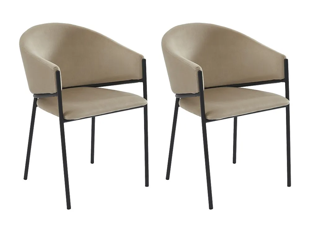 Set van 2 stoelen met armleuningen van velours en zwart metaal - Beige - ORDIDA PASCAL MORABITO