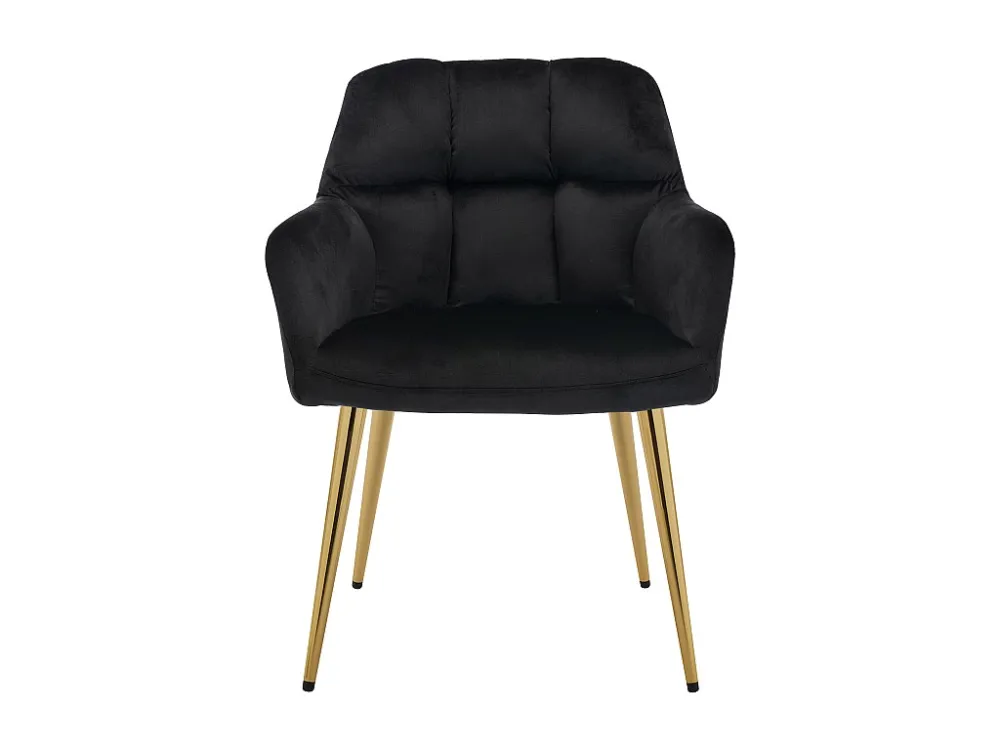 Set van 2 stoelen met armleuningen van velours en goudkleurig metaal - Zwart - PEGA PASCAL MORABITO