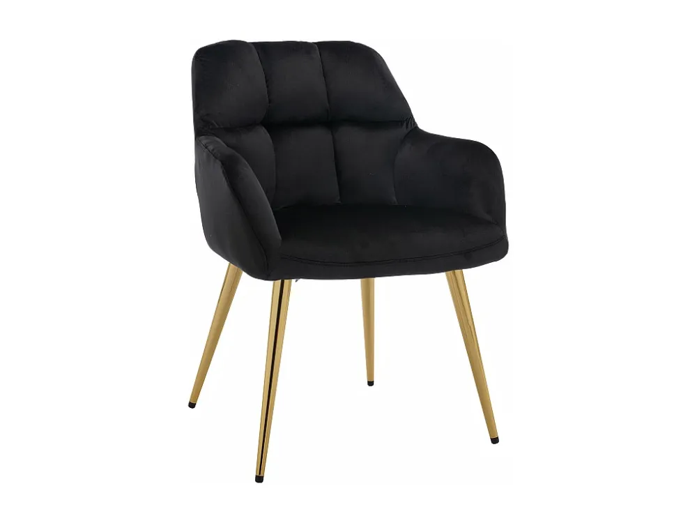 Set van 2 stoelen met armleuningen van velours en goudkleurig metaal - Zwart - PEGA PASCAL MORABITO