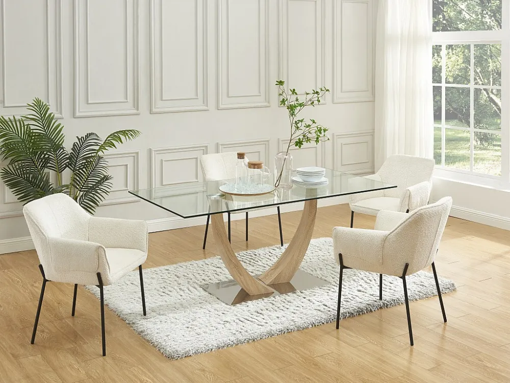 Set van 2 stoelen met armleuningen van boucléstof en zwart metaal - Crèmewit - AKETI PASCAL MORABITO