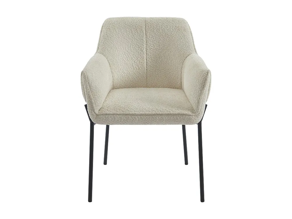 Set van 2 stoelen met armleuningen van boucléstof en zwart metaal - Crèmewit - AKETI PASCAL MORABITO
