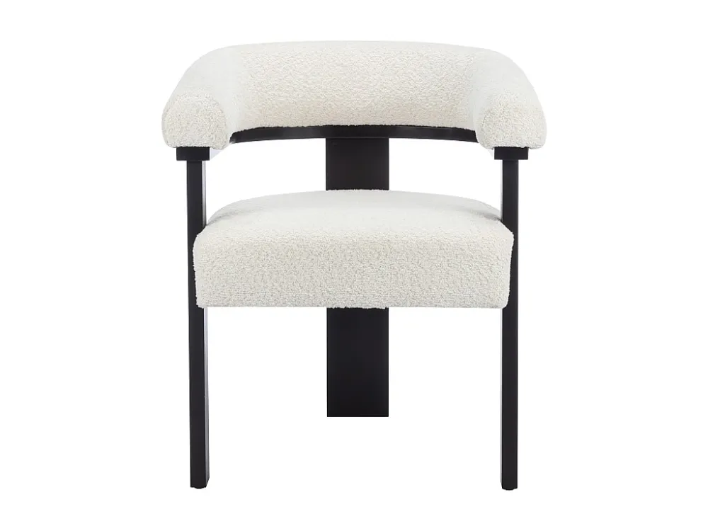 Set van 2 stoelen met armleuningen van boucléstof en heveahout - Wit en zwart - LIVELIA PASCAL MORABITO