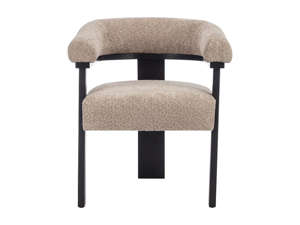 Set van 2 stoelen met armleuningen van boucléstof en heveahout - Taupegrijs en zwart - LIVELIA PASCAL MORABITO