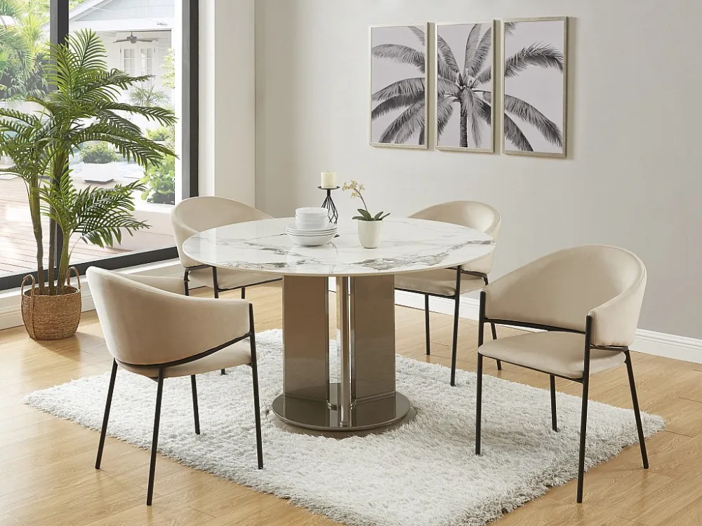 Set van 6 stoelen met armleuningen van velours en zwart metaal - Grijs - ORDIDA PASCAL MORABITO