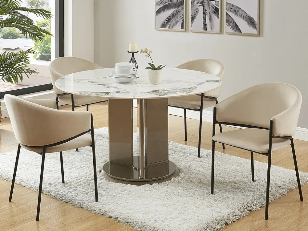 Set van 6 stoelen met armleuningen van velours en zwart metaal - Grijs - ORDIDA PASCAL MORABITO