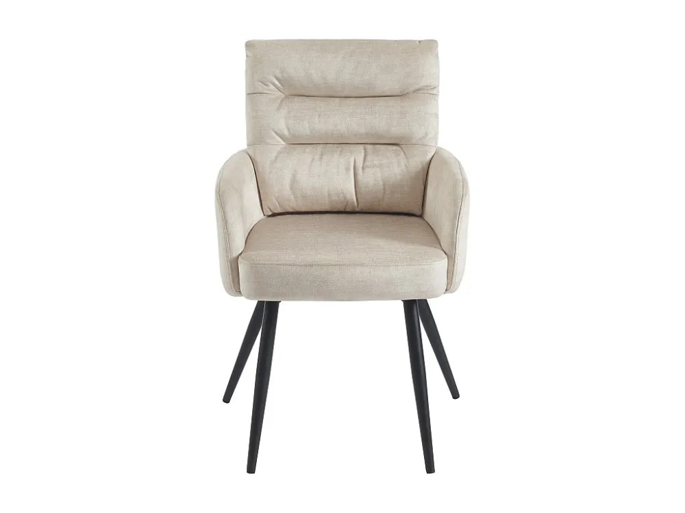 Set van 6 stoelen met armleuningen van stof en zwart metaal - Crèmewit - BARINIA van Pascal Morabito