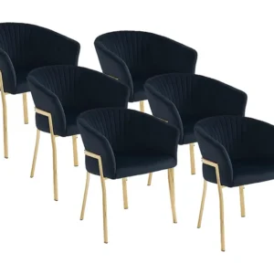 Set van 6 stoelen met armleuningen van velours en goudkleurig metaal - Zwart - ZAOVA PASCAL MORABITO