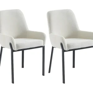 Set van 2 stoelen met armleuningen van boucléstof en metaal - Wit - CAROLONA PASCAL MORABITO