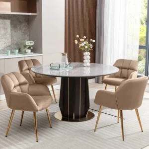 Set van 2 stoelen met armleuningen - Velours en goudkleurig metaal - Beige - PEGA PASCAL MORABITO