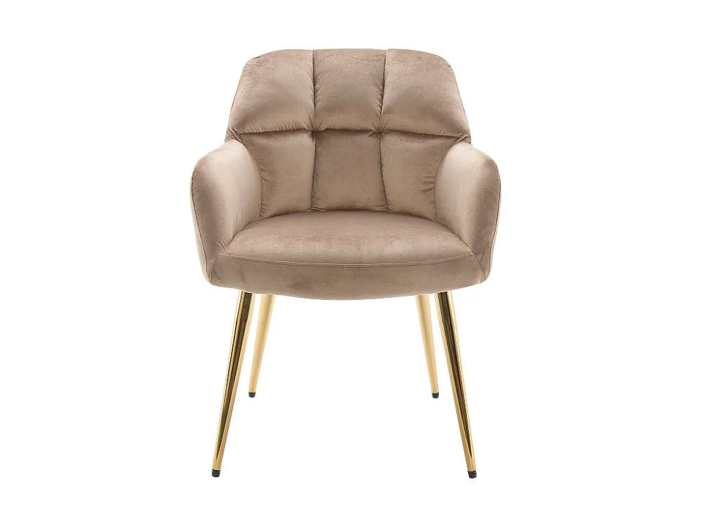 Set van 6 stoelen met armleuningen - Velours en goudkleurig metaal - Beige - PEGA PASCAL MORABITO
