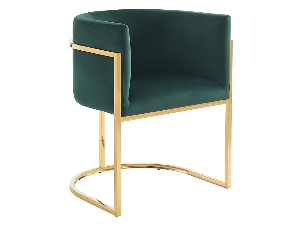 Set van 6 stoelen met armleuningen - Velours en roestvrij staal - Groen en goudkleurig - PERIA PASCAL MORABITO