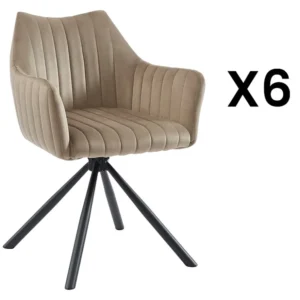 Set van 6 stoelen met fluweel en metalen armleuningen - Beige - Pascal MORABITO - Koop nu
