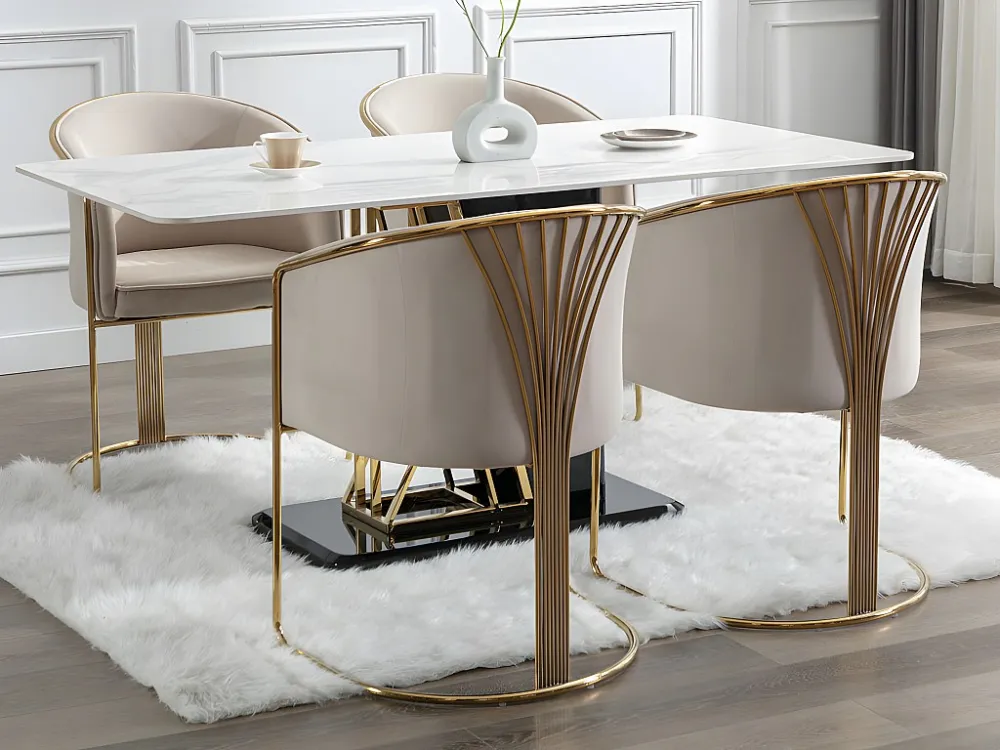 Set van 2 stoelen met fluweel en metalen armleuningen - Beige en goud - JOSETHE PASCAL MORABITO