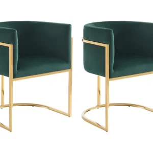 Set van 2 stoelen met leuningen - Fluweel en roestvrij staal - Groen en goud - PERIA PASCAL MORABITO