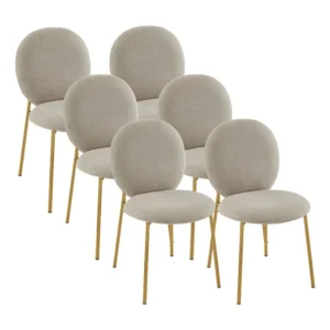 Set van 6 stoelen met stoffen bekleding en goudkleurig metaal – Beige – ASTRENA PASCAL MORABITO