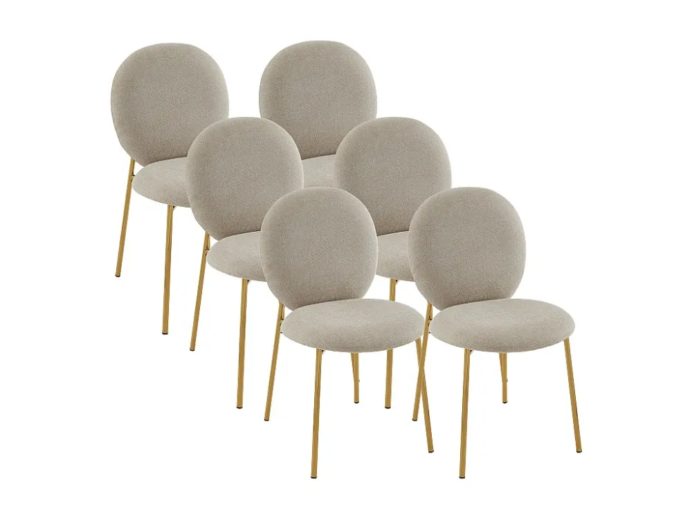 Set van 6 stoelen met stoffen bekleding en goudkleurig metaal – Beige – ASTRENA PASCAL MORABITO